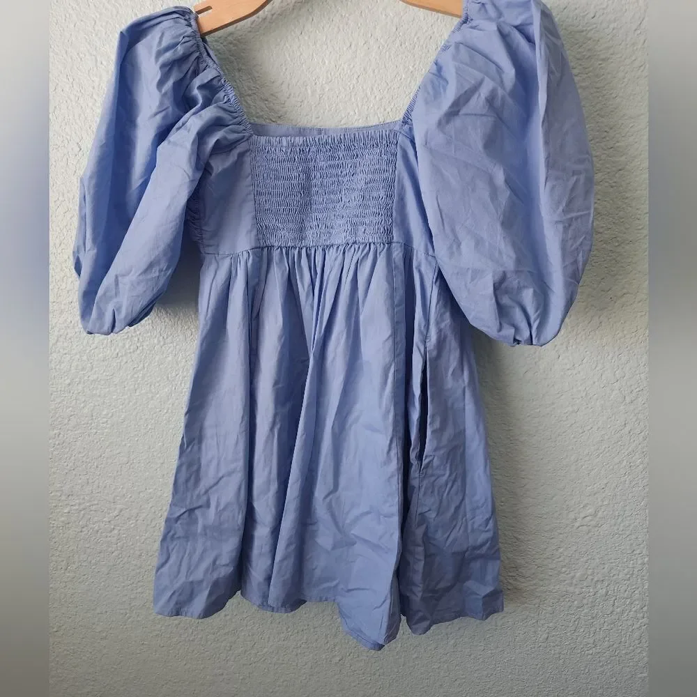 Abercrombie and fitch puff sleeve dress cotyon side pockets excellent condition - Picture 10 of 15